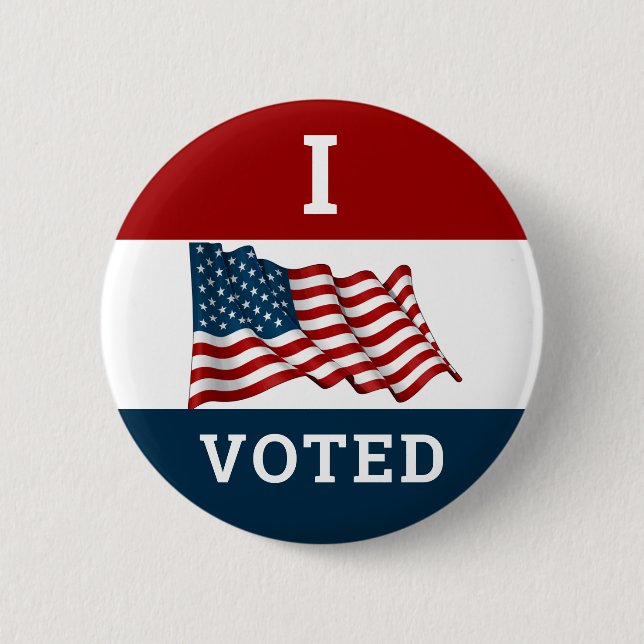 I Voted 2024 Elections With America Flag Button (Front)