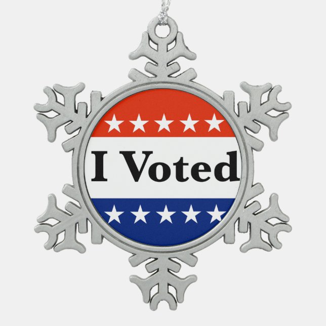 I Voted 2026 Elections Snowflake Pewter Christmas Ornament (Front)