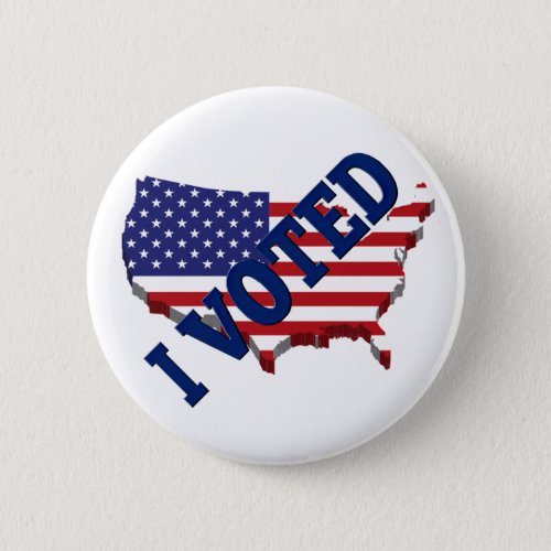 I Voted American Flag Map Red White Blue Election Button