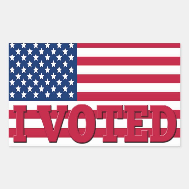I Voted American Flag Rectangular Sticker (Front)