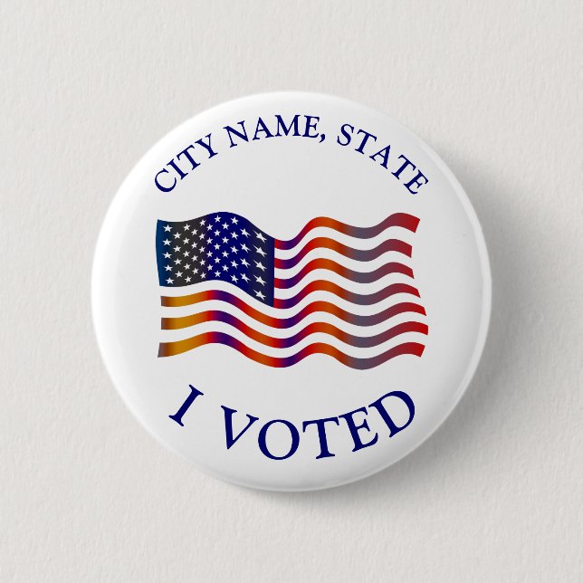 I Voted American Flag Red White Blue Election Button (Front)