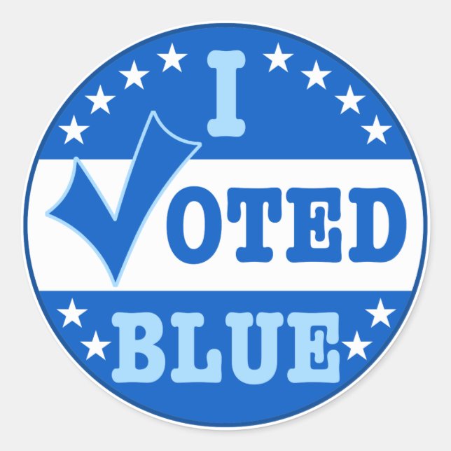 I Voted Blue Democratic Party Classic Round Sticker (Front)