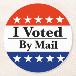 I Voted By Mail Round Paper Coaster