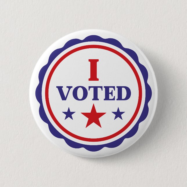I Voted | Classic Red White and Blue Modern Button (Front)