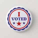 I Voted | Classic Red White And Blue Modern Button at Zazzle