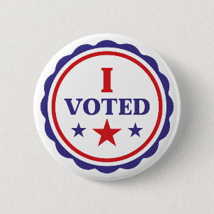 I Voted   Classic Red White and Blue Modern Button