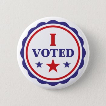 I Voted | Classic Red White And Blue Modern Button by Fharrynesque at Zazzle