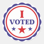 I Voted | Classic Red White And Blue Modern Classic Round Sticker at Zazzle