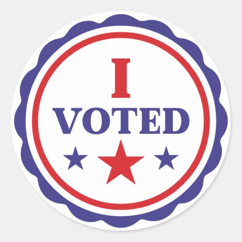 I Voted  Classic Red White and Blue Modern Classic Round Sticker