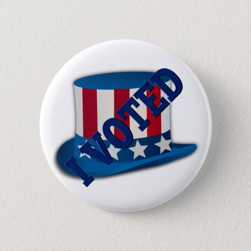 I Voted Election American Hat Red White Blue Button