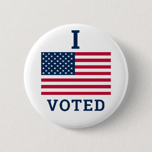 I Voted  Elections With America Flag Button
