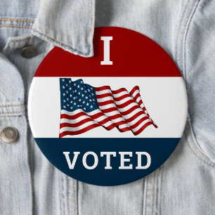 I Voted Elections With America Flag Button