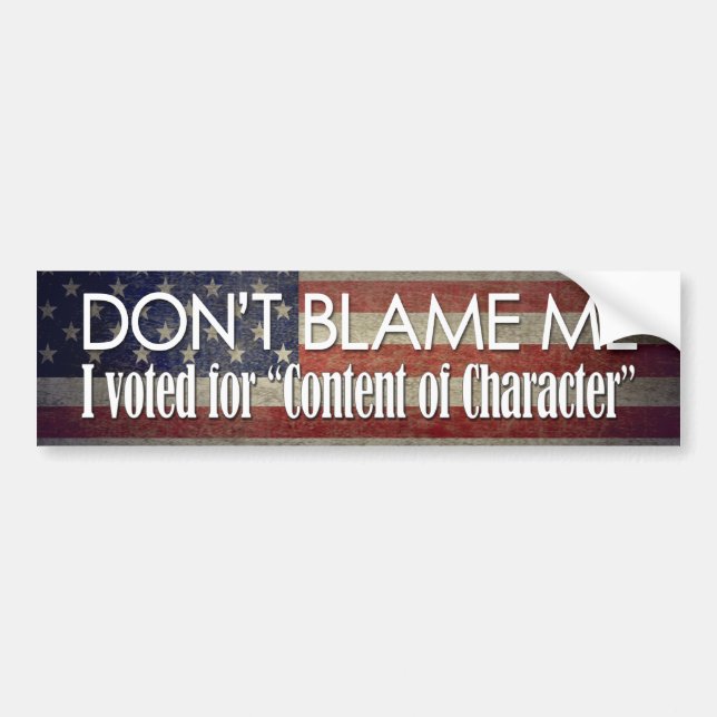 I voted for Content of Character Bumper Sticker (Front)