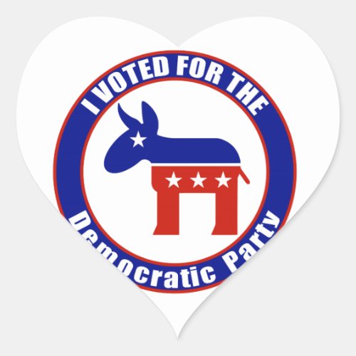 I Voted For Democratic Party Heart Sticker