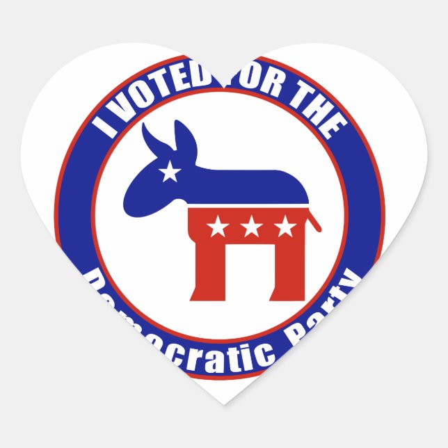 I Voted For Democratic Party Heart Sticker (Front)
