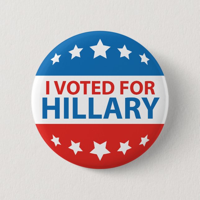 I Voted For Hillary Pinback Button (Front)