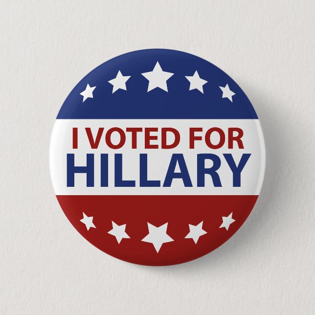 I Voted For Hillary Pinback Button (Front)