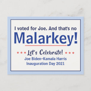 I Voted For Joe That's No Malarkey Pro-Biden Postcard