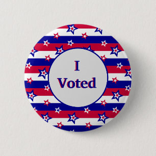 I Voted Red White and Blue Stars and Stripes Button