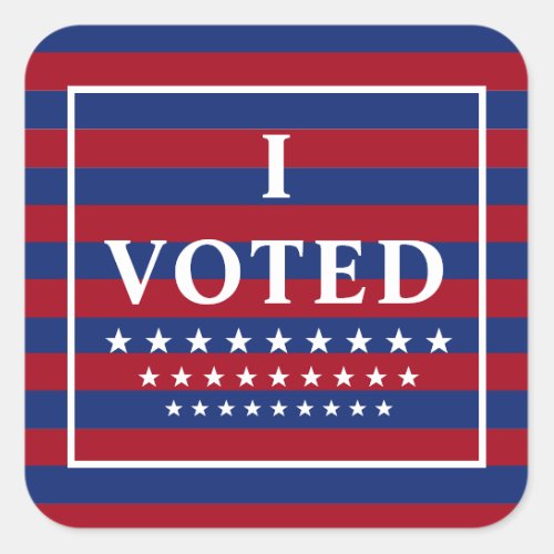 I Voted Red White Blue Stripes Square Sticker