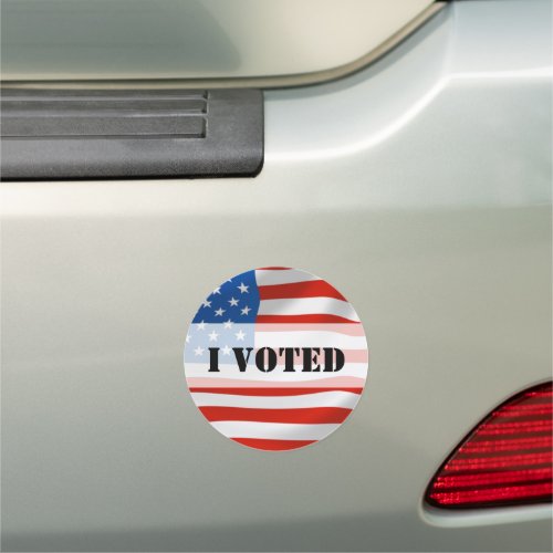 I Voted Text Overlay US Falg Election Button  Car Magnet