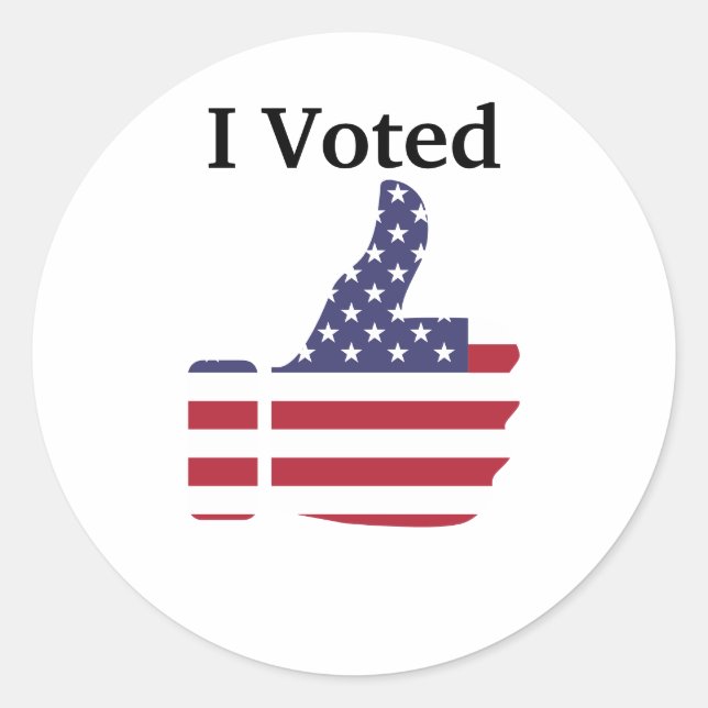 I Voted. Thumbs Up Classic Round Sticker (Front)