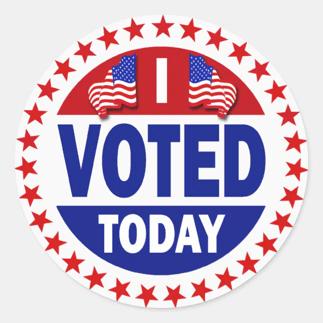 I Voted Today Classic Round Sticker | Zazzle
