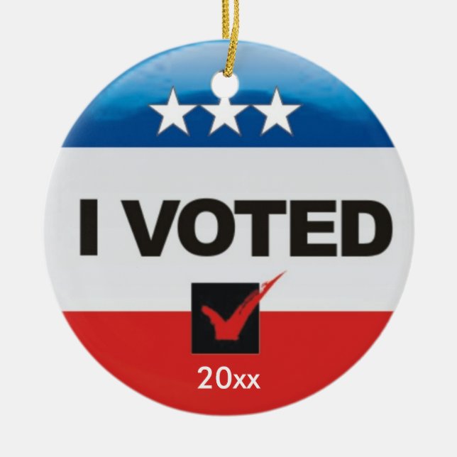 I Voted TWO-SIDED Keepsake Election Ceramic Ornament (Front)