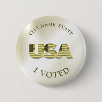 I Voted USA Golden Elegant Election Button
