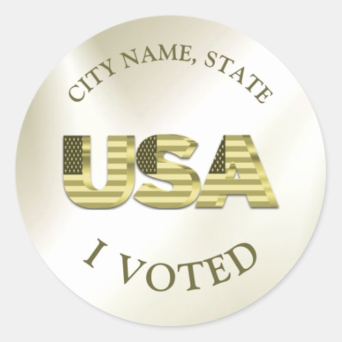 I Voted USA Golden Elegant Election Classic Round Sticker