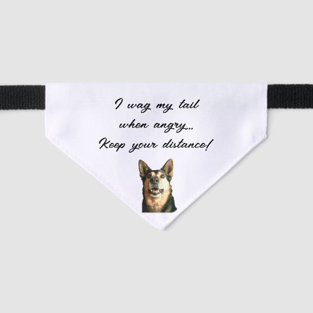 I Wag My Tail When Angry – Keep Your Distance! Pet Bandana Collar (Front)