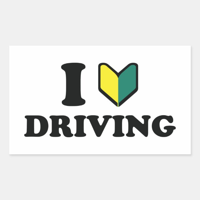 I Wakaba [Heart/Love] Driving Rectangular Sticker (Front)