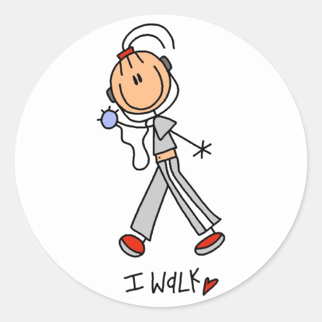 I Walk Classic Round Sticker (Front)