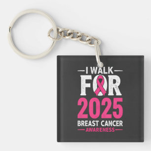 I Walk For 2025 Breast Cancer Men's Basic T-Shirt Keychain