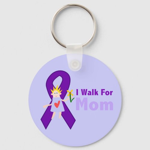 I Walk For Mom Alzheimers Gift Keychain