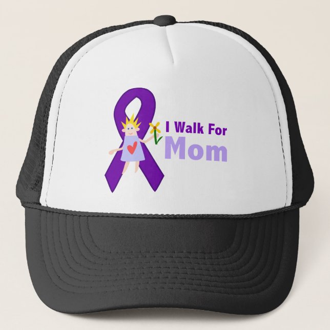 I Walk For Mom Alzheimer's Gift Trucker Hat (Front)