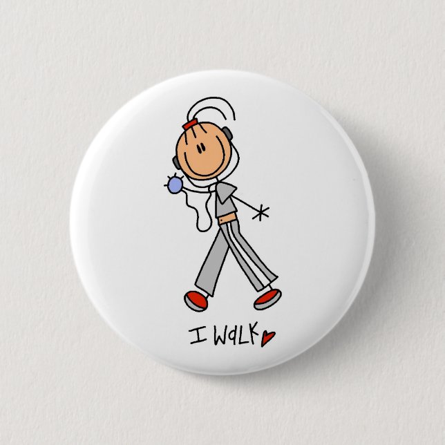 I Walk Pinback Button (Front)