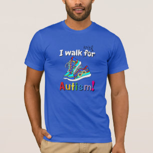 I Walk With Autism Colorful Walking Shoes T-Shirt