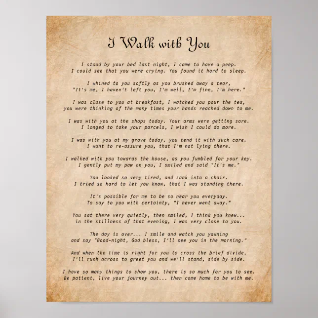 I Walk with You Dog Sympathy Poem Poster | Zazzle