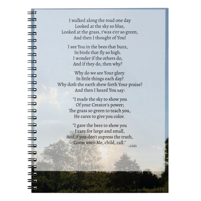 I Walked Along the Road Poem Notebook (Front)
