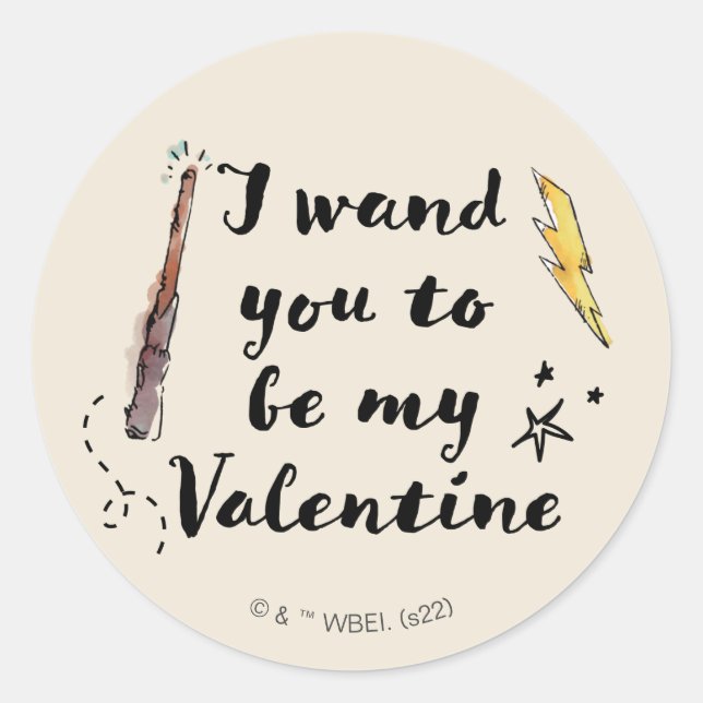 I Wand You To Be My Valentine Classic Round Sticker (Front)