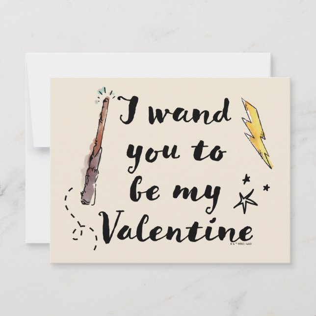 I Wand You To Be My Valentine Note Card (Front)