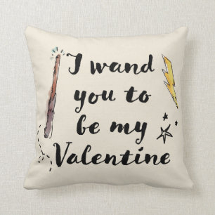 I Wand You To Be My Valentine Throw Pillow