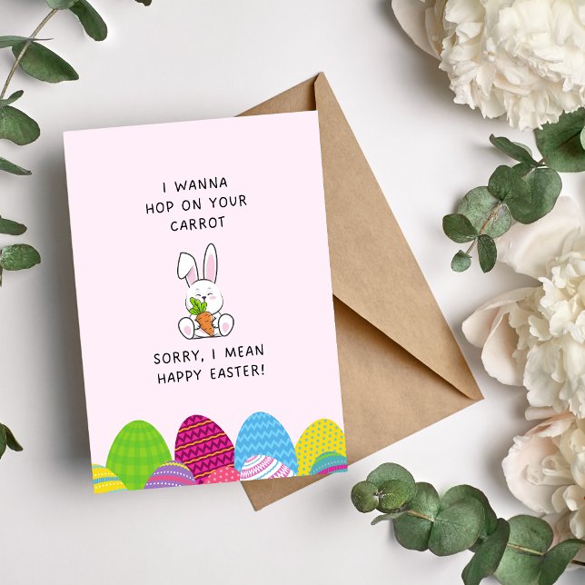 I Wanna Hop on Your Carrot Funny Happy Easter Holiday Card (Creator Uploaded)