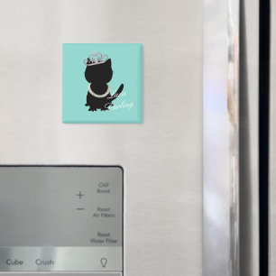 I Wanna Wear My Tiara Cat Teal Party Shower Magnet