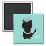 I Wanna Wear My Tiara Cat Teal Party Shower Magnet at Zazzle