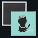 I Wanna Wear My Tiara Cat Teal Party Shower Magnet<br><div class="desc">Have fun filling favor and goody bags with these fun and fabulous magnets! Personalize them as you choose.  Part of the I Wanna Wear My TIARA collection.</div>