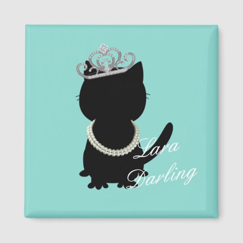 I Wanna Wear My Tiara Cat Teal Party Shower Magnet