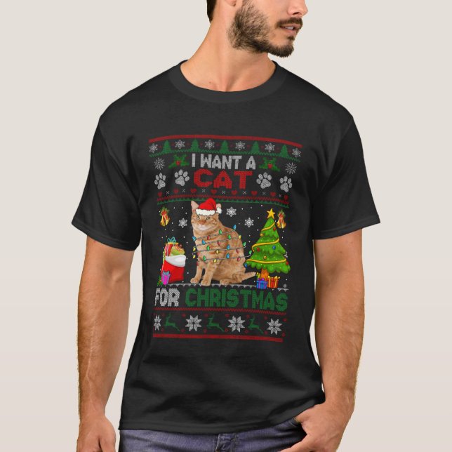 I Want A Cat For Christmas  Sweater Cat Xmas (Front)