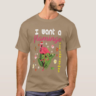 I want a flamingo for christmas Christmas light bo T-Shirt